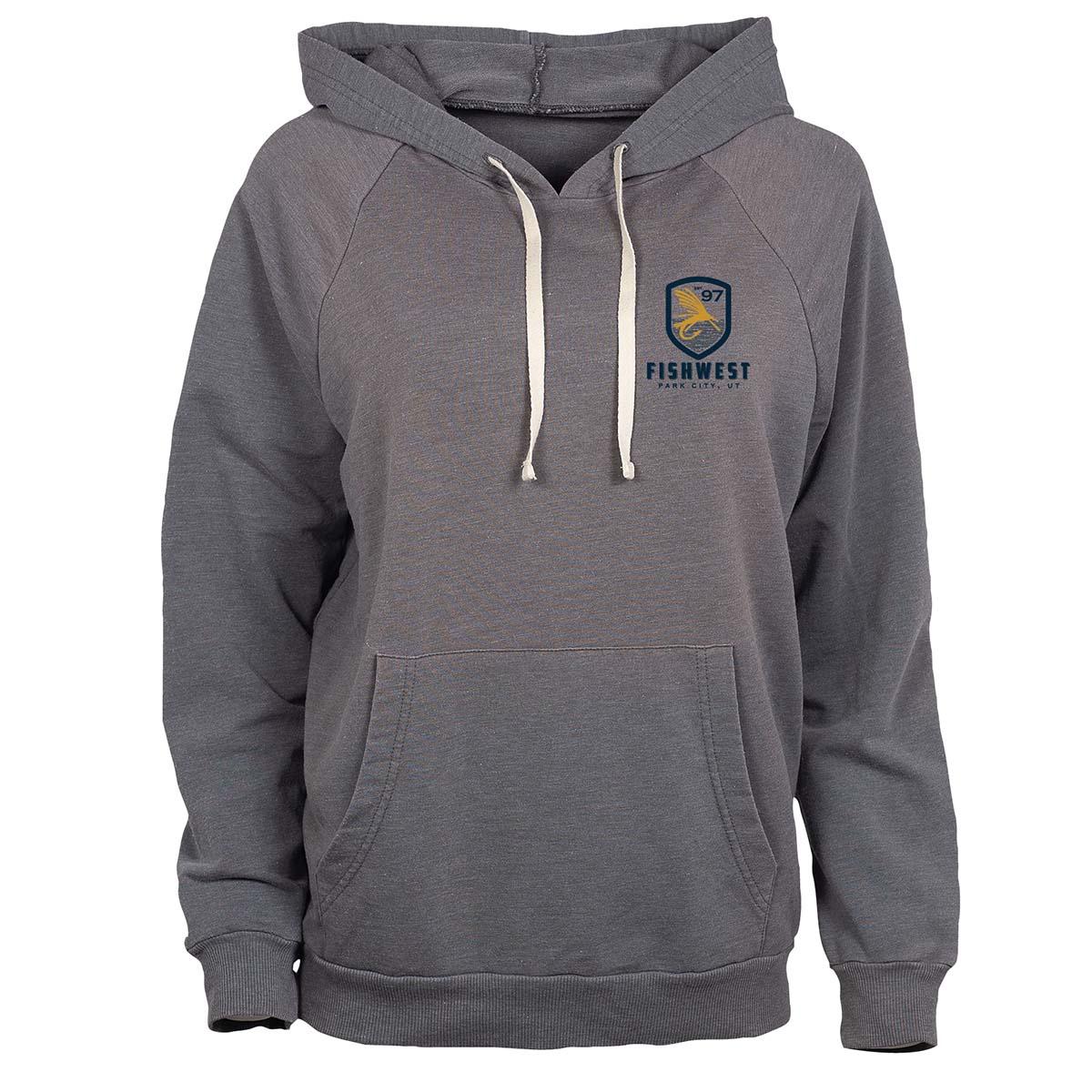 Fishwest Logo Mineral Wash Hoody Women's in Medium Grey Heather